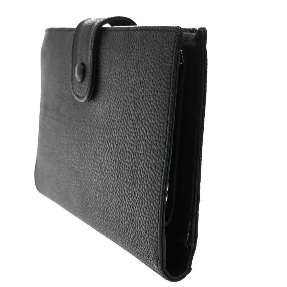 CHANEL CC LOGO Long Bifold Wallet Grained Calfskin Leather Black France - Picture 4 of 14